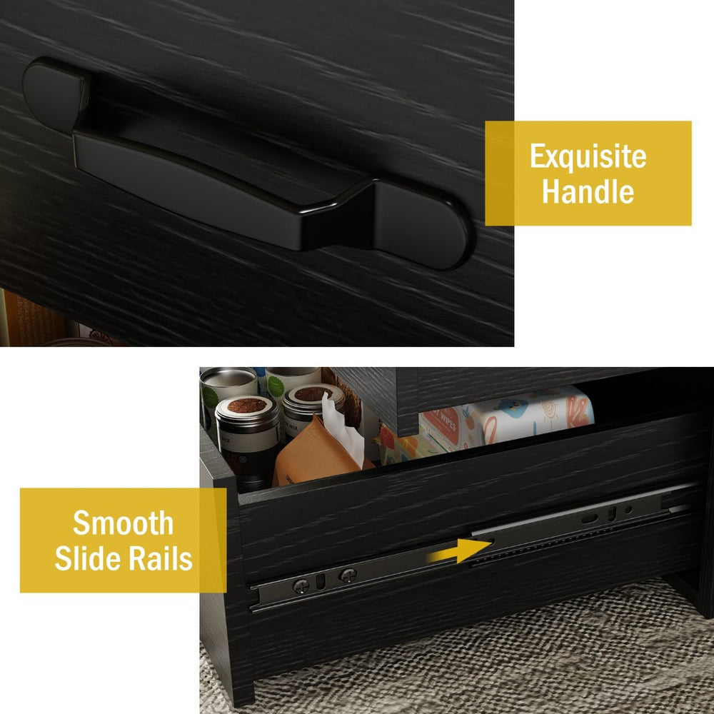 English Elm Coffee Table Square Led Lit Engineered Wood Farmhouse Design with Storage Drawers Black W1550P317687