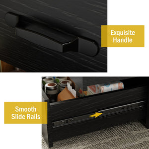 English Elm Coffee Table Square Led Lit Engineered Wood Farmhouse Design with Storage Drawers Black W1550P317687