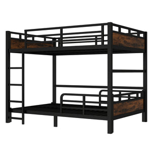 English Elm Full Xl Metal Bunk Bed - Versatile Loft & Platform Configuration With Vintage Wood Accents & Safety W1580S00228
