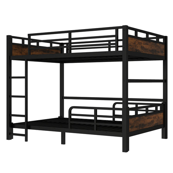 English Elm Full Xl Metal Bunk Bed - Versatile Loft & Platform Configuration With Vintage Wood Accents & Safety W1580S00228