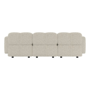 English Elm Beige Boucle L-shaped Sectional with Sculptural Cushion Blocks and Movable Ottoman Beige N758T404142A