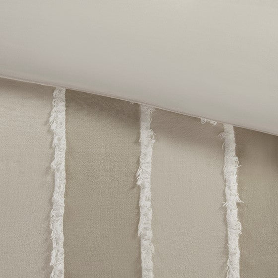 English Elm Full/Queen Boho Striped Cotton Duvet Cover Set with Clip Jacquard Trim, OEKO-TEX, Machine Washable B035P217803