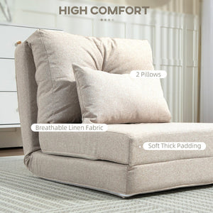 English Elm Floor Sofa Bed with Five Position Recline Linen Upholstery and High Density Foam Padding T3971P405986