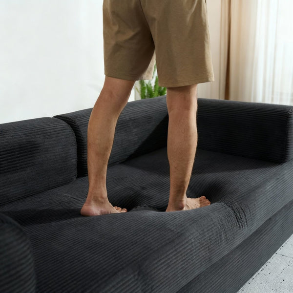 English Elm Compression Corduroy Modular Floor Sofa Sleeper Loveseat Tatami Sectional for Living Room Antique Grey W1919P414173