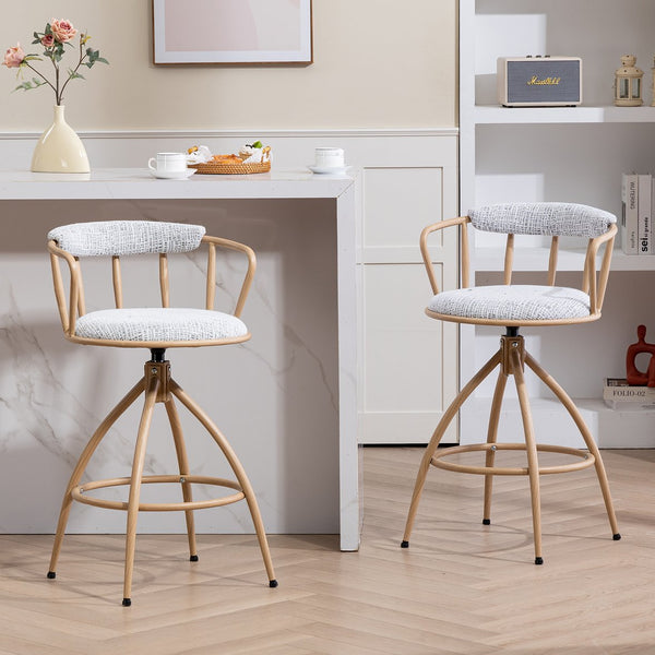 English Elm 26'' 26" Swivel Counter Height Bar Stool with High-Density Sponge Seat, Metal Frame, Modern Industrial Comfort Beige W2215P248058