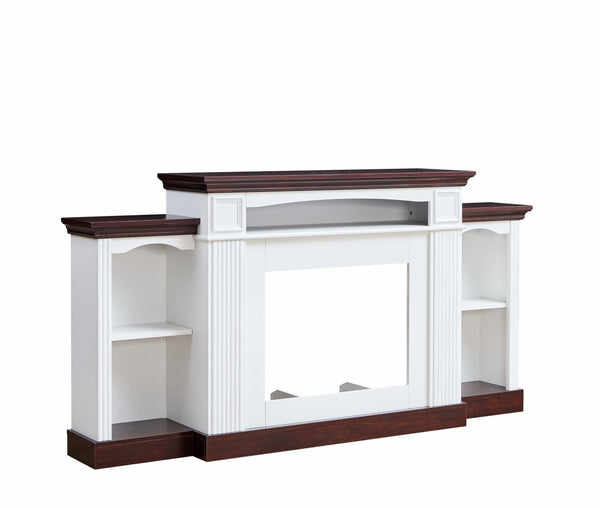 English Elm Farmhouse Electric Fireplace Tv Stand with Open Shelves Fits 70 Inch Screens W2393P230115