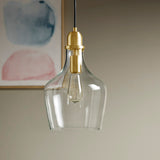 INK+IVY Auburn Transitional Auburn Bell Shaped Hanging Glass Pendant Light MP151-0123 Gold/Clear