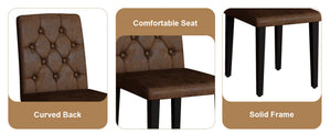 English Elm 42 Inch Round Dining Set Mdf Wood Grain Table with Tufted Suede Chairs for Four W1151S04474
