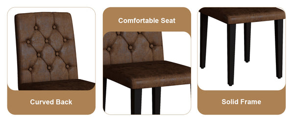 English Elm 42 Inch Round Dining Set Mdf Wood Grain Table with Tufted Suede Chairs for Four W1151S04474
