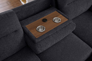 English Elm Kipriano Chenille Sleeper Sectional with Chaise Usb Charging and Hidden Storage B2749S00260