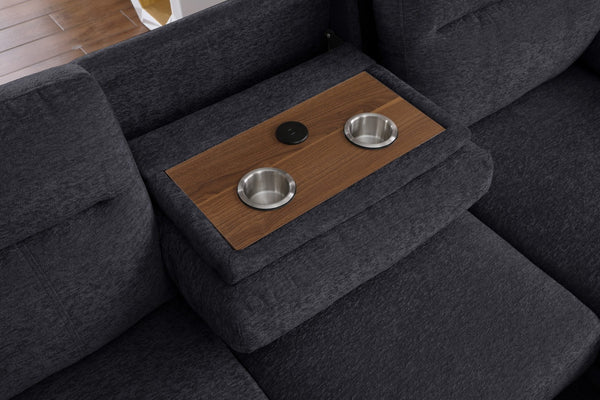 English Elm Kipriano Chenille Sleeper Sectional with Chaise Usb Charging and Hidden Storage B2749S00260