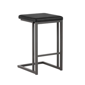 Sunpan Boone Modern Industrial Backless Stool Set of 2 - Durable Cantilever Design for Home or Bar Use Grey / Onyx