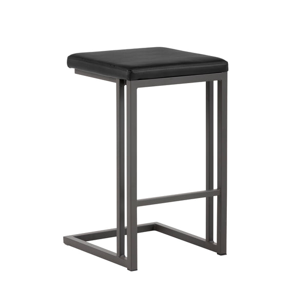 Sunpan Boone Modern Industrial Backless Stool Set of 2 - Durable Cantilever Design for Home or Bar Use Grey / Onyx