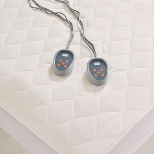 JLA Home Beautyrest - Cotton Heated Mattress Pad, Fits to 21" Deep, 20 Heat Levels, EMF-Reduced, Dual Controllers, Washable BR55-3064