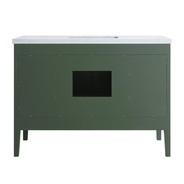 English Elm Fully Assembled 48'' Green Bathroom Vanity With Solid Wood, Engineered Marble Top & Soft-Close Drawers W1826P308982