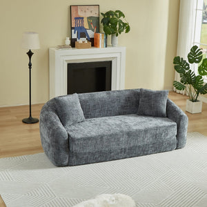 English Elm 87-inch Curved Chenille Convertible Sofa Recliner Bed with Pull-out Base for Living Room Grey W3505P452805