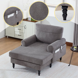 English Elm Modern Chenille Recliner Chaise Lounge Sofa Chair with High-Resilience Foam, Wide Seat, 550lb Capacity Dark Gray W395P371335