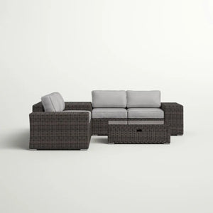 English Elm Fully Assembled 8-Piece Rattan Sectional Set – Durable, Comfortable, Weather-Ready For Outdoor Relaxation! B120S00163