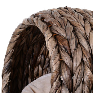 English Elm PawHut Elevated Handwoven Cat Bed with Plush Cushion, Egg-Shaped Cozy Hideaway on Stand for Cats Gray W2225P173748