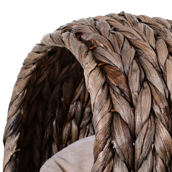 English Elm PawHut Elevated Handwoven Cat Bed with Plush Cushion, Egg-Shaped Cozy Hideaway on Stand for Cats Gray W2225P173748