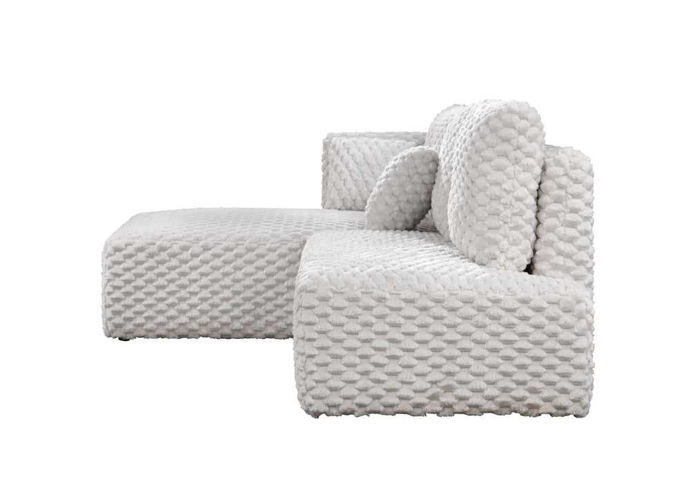 English Elm Manya Ivory Corduroy Sectional Sofa with Right-Facing Loveseat & Left Chaise, 2 Toss Pillows, 96" B2726S00534