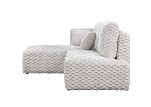 English Elm Manya Ivory Corduroy Sectional Sofa with Right-Facing Loveseat & Left Chaise, 2 Toss Pillows, 96" B2726S00534