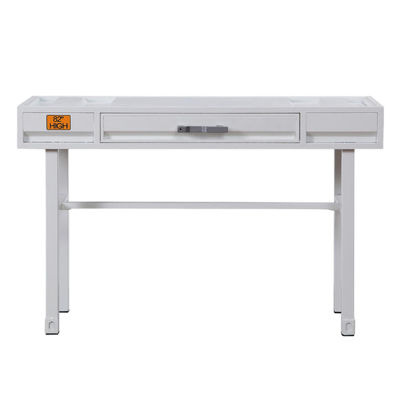 English Elm Metal Vanity Desk with Recessed Panel Design, One Drawer Accent Table for Stylish Bedroom Focal Point White B016P317132