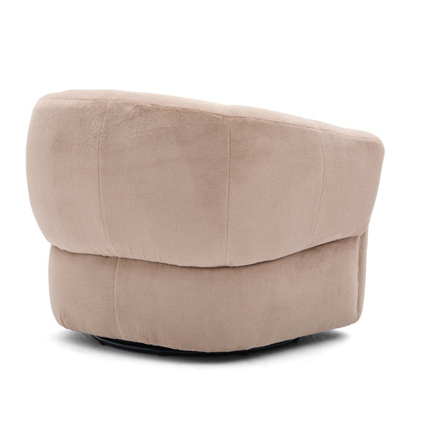 English Elm Plush Barrel Swivel Accent Chair Velvet Upholstered 360 Degree Base Living Room Blush Brown N776P403621W