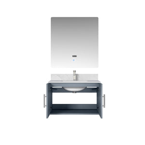 English Elm Dark Grey Bath Vanity 30 in. W x 22 in. D with Carrara Marble Top, Chrome Faucet, LED Mirror, Durable Finish B2731S01242