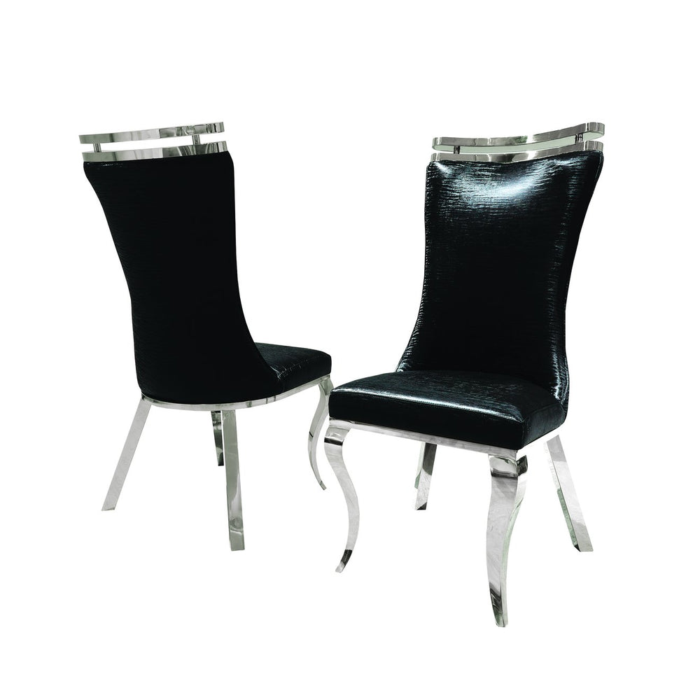 English Elm Glam 2Pc Side Chair Set - Tiger Print Faux Leather With Sleek Black Saber Legs For Dining Elegance B2741S00723