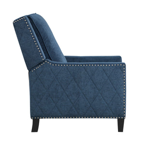 English Elm Modern Reclining Chair with Textured Upholstery, Nailhead Trim & Solid Wood Frame for Living Rooms Blue 30.75 L x 34 W x 27.25 H B011P190688