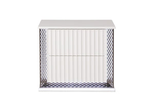 English Elm Fabio Contemporary Queen 5Pc Bedroom Set With Led Lighting, Diamond Accents & White Wood Finish P1 B009S01809-GIGA