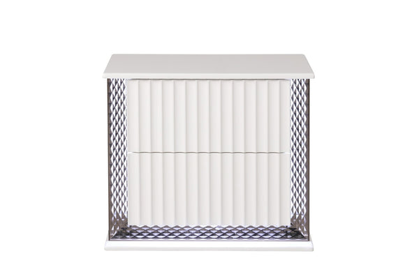 English Elm Fabio Contemporary Queen 5Pc Bedroom Set With Led Lighting, Diamond Accents & White Wood Finish P1 B009S01809-GIGA