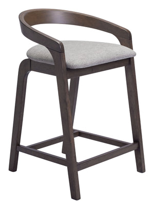 Zuo Modern Troy Counter Stool Set Of 2 - Chic Dove Gray Fabric & Espresso Wood Frame For Modern Spaces Gray 100% Polyester,Rubberwood 110399-zuo-modern