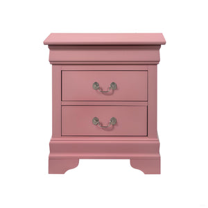 English Elm Charming transitional two-drawer nightstand with vibrant finish, compact 25"H x 22"W x 17"D storage solution Pink 28 L x 24 W x 19 H B078108178