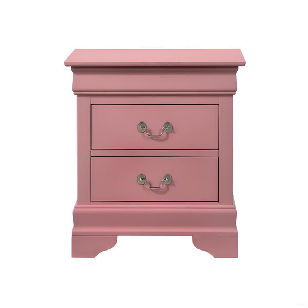 English Elm Charming transitional two-drawer nightstand with vibrant finish, compact 25"H x 22"W x 17"D storage solution Pink 28 L x 24 W x 19 H B078108178