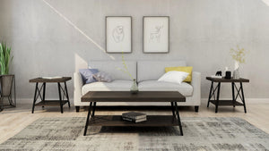 English Elm Wallace & Bay - Brown Modern-Rustic Coffee Table – Solid Wood & Steel-Gray Accents For Stylish Living Room Appeal B2709P212388-GIGA