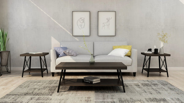 English Elm Wallace & Bay - Brown Modern-Rustic Coffee Table – Solid Wood & Steel-Gray Accents For Stylish Living Room Appeal B2709P212388-GIGA