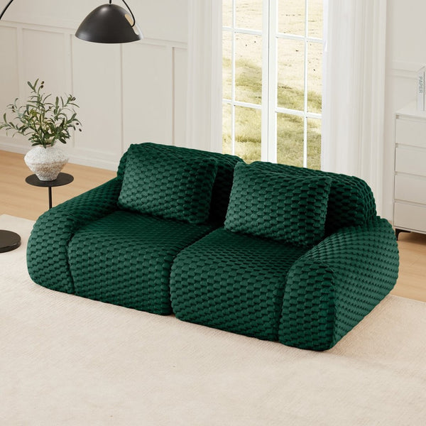 English Elm 82" Modular Sectional Sofa Flannelette Upholstery Deep Seat No Assembly Living Room Green W714P377092