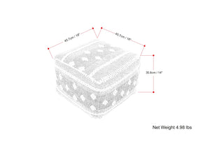 English Elm Mapleton Eco-Friendly Outdoor/Indoor Pouf – Beige Gray White PET Woven, Water & UV Resistant Ottoman (18") B136P252631