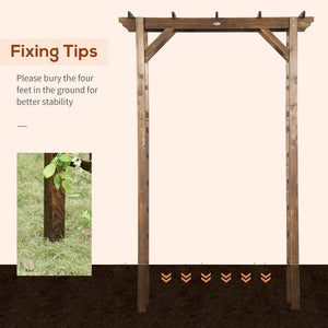 English Elm Outsunny Carbonized Fir Wood Garden Arbor Arch with Lattice Roof for Climbing Vines W2225P174431