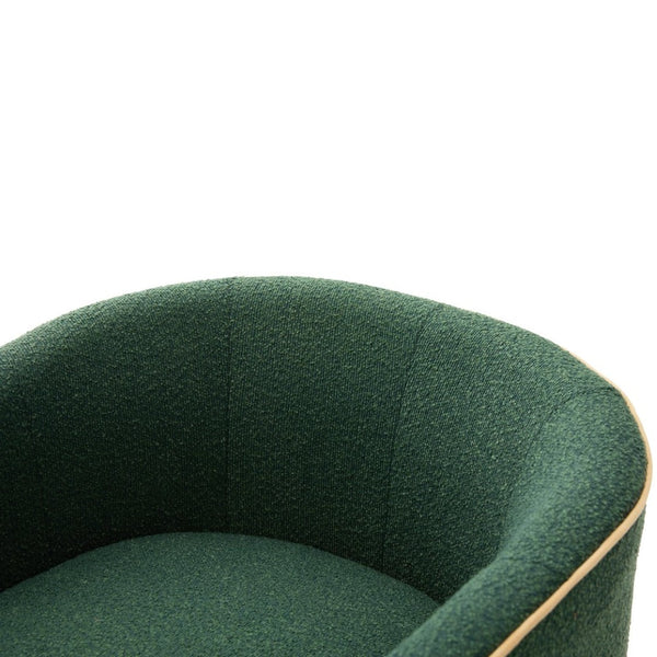 English Elm Swivel Barrel Accent Chair Boucle Upholstered with 360 Base for Living Room Corners Green N763P376127F