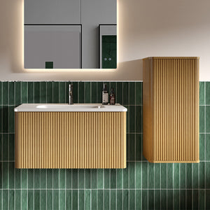 English Elm CC0414S306 Floating Side Cabinet with Curvy Safe Edges, Striped Texture, Push-Open Door & Shelves Oak W1865P248762