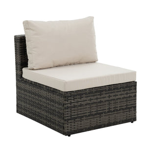 English Elm Patio 6-Piece Pe Wicker Furniture Set With Glass Coffee Table – Stylish Outdoor Seating For Relaxation W1703S00025-GIGA