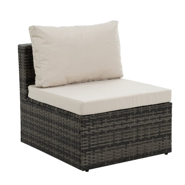 English Elm Patio 6-Piece Pe Wicker Furniture Set With Glass Coffee Table – Stylish Outdoor Seating For Relaxation W1703S00025-GIGA