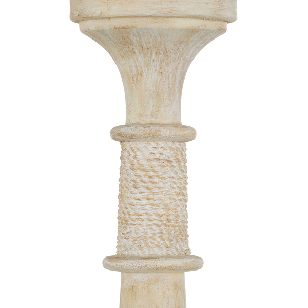 Aleister Chandelier - Coastal Sandstone Finish with Abaca Rope, Wrought Iron, and Adjustable Height