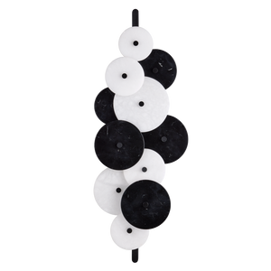 Inyo Wall Sconce: Elegant Mid-Century Modern Design with Black Marble & Alabaster for Stunning Illumination