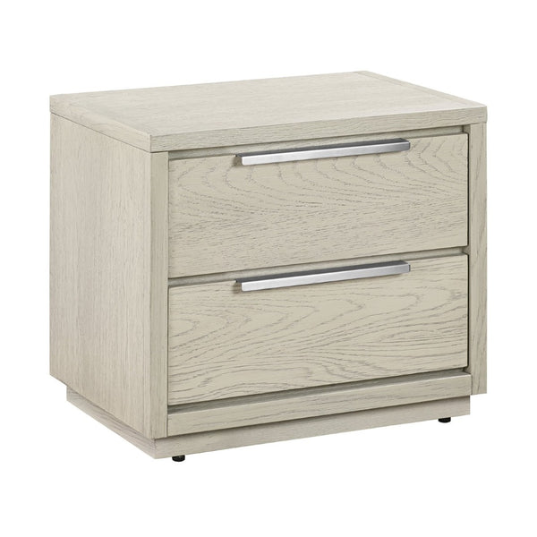 English Elm Abbey Solid Oak Two Drawer Nightstand Gray Finish Bedroom Storage Fully Assembled B2736P464853