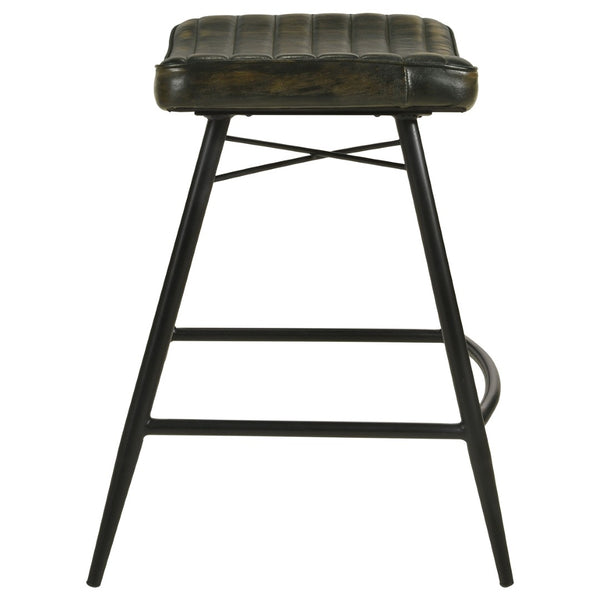 English Elm Ridgeway Channel Tufted Leather Backless Counter Stools Set of 2 for Kitchen Island Espresso B062P440315