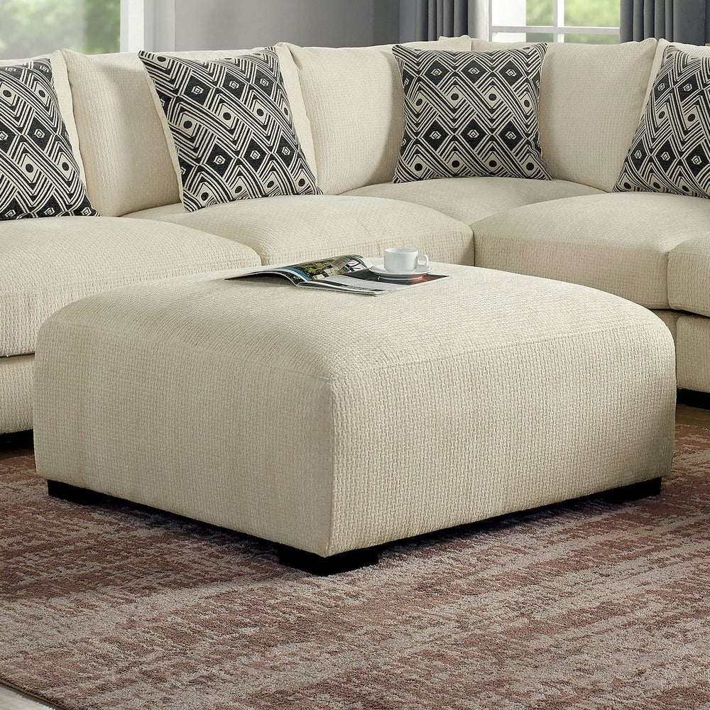 English Elm Contemporary Square Ottoman With Memory Foam - Beige Padded Comfort For Living Rooms & Lounging B2741P355831